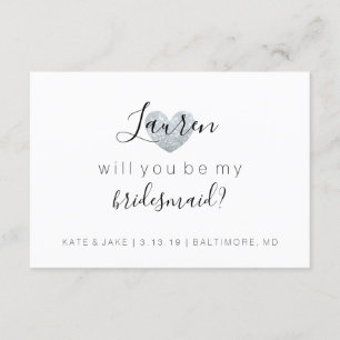 Word mijn Bridesmaid - Heart's Fab Silver Kaart