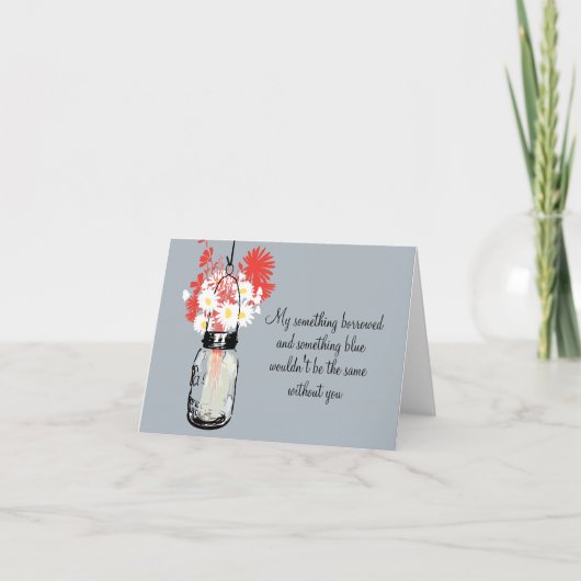 Word mijn Bridesmaid - Mason Jar en Wildbloemen (Voorkant)