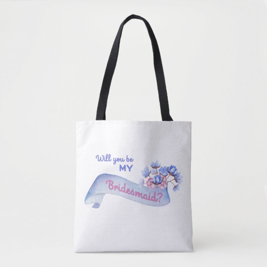 Word mijn Bridesmaid met Flowers Canvas tas (Voorkant)