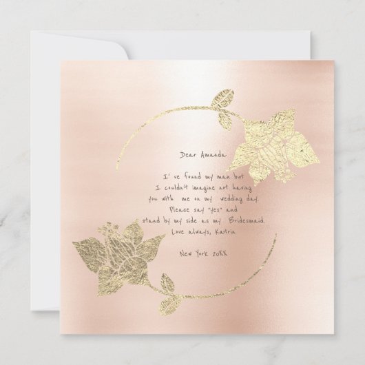 Word mijn bruidsroze Roos goud Kaart (Achterkant)