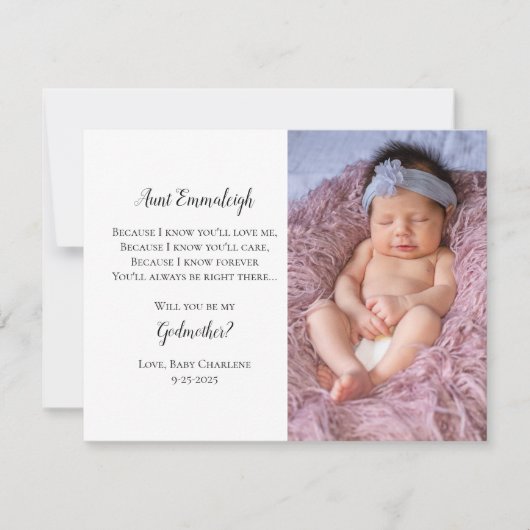 Word mijn godmoeder voorstel Foto Uitnodigen Kaart (Voorkant)