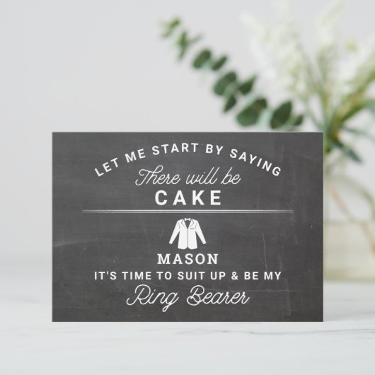 Word mijn Ring Bearer Card - Rustisch Chalkboard Bedankkaart (Staand voorkant)