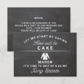 Word mijn Ring Bearer Card - Rustisch Chalkboard Bedankkaart (Voorkant / Achterkant)