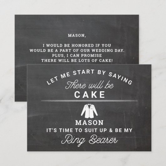 Word mijn Ring Bearer Card - Rustisch Chalkboard Bedankkaart (Voorkant / Achterkant)