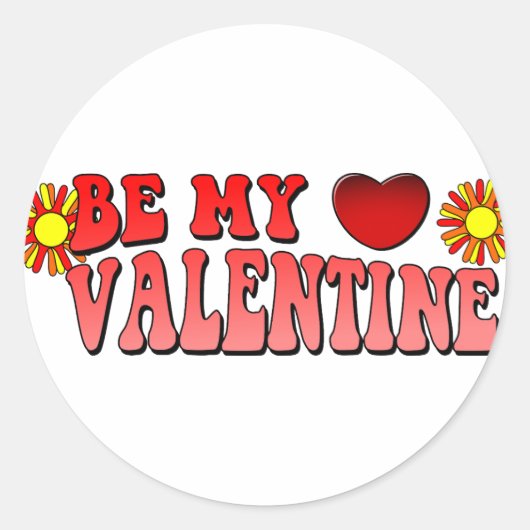 Word mijn Valentijn  Groovy-tekst Ronde Sticker (Voorkant)