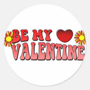 Word mijn Valentijn Groovy-tekst Ronde Sticker