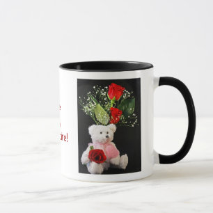 Word Mijn Valentijn Koffiebeker met Beer en Rozen Mok