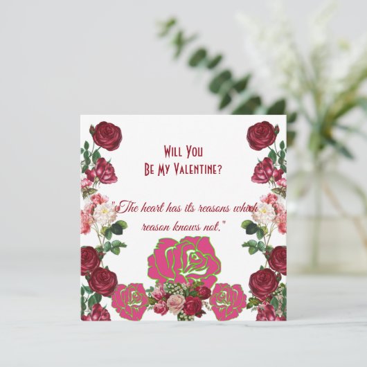 Word mijn Valentijn Rustic Rozen  Kaart (Staand voorkant)