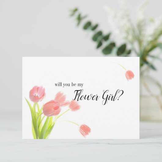 Word mijn zachte roze Tulpen van Bloemenmeisje (Staand voorkant)