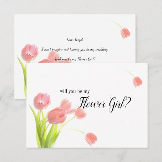 Word mijn zachte roze Tulpen van Bloemenmeisje (Voorkant / Achterkant)