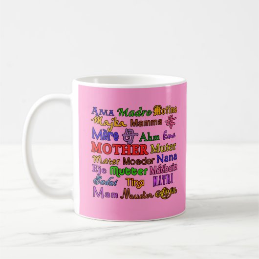 Word Moeder in veel talen Koffiemok (Links)