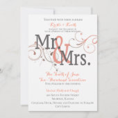 Word Mr & Mrs 5x7 Huwelijksuitnodiging Kaart (Voorkant)