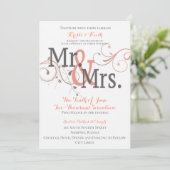 Word Mr & Mrs 5x7 Huwelijksuitnodiging Kaart (Staand voorkant)
