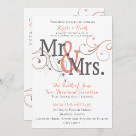 Word Mr & Mrs 5x7 Huwelijksuitnodiging Kaart