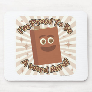 Word Nerd Pride Book Fun Reading Cartoon Art Muismat