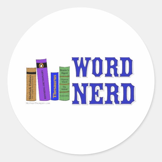 Word Nerd Ronde Sticker (Voorkant)