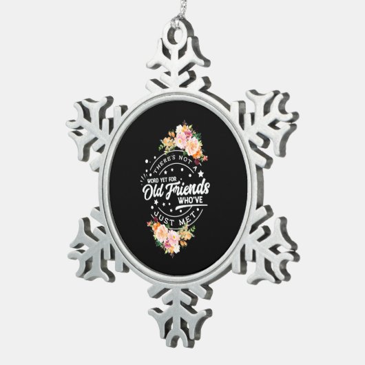 Word nog voor oude vrienden tin sneeuwvlok ornament (Rechts)
