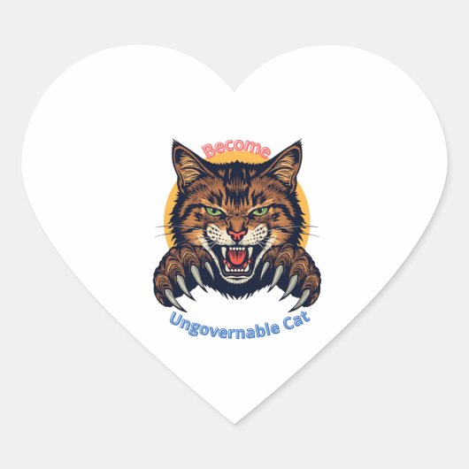 Word Onbeheersbare Kat Hart Sticker (Voorkant)