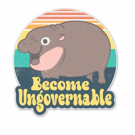 Word onbestuurbaar Grappig Baby Hippo Moo Deng Fun Sticker (Voorkant)
