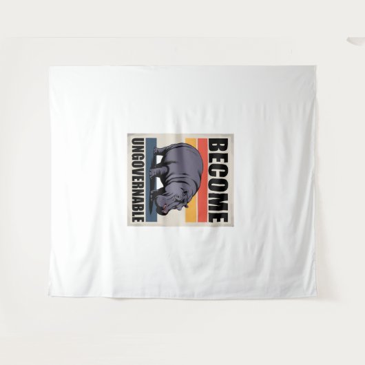 Word onbestuurbaar Grappig Baby Hippo Moo Deng Lon Wandkleed (Voorkant (horizontaal))