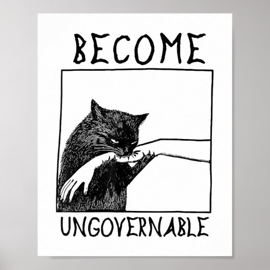 Word Onbestuurbaar - Zwarte Kat Bijt Hand Grappig Poster (Voorkant)