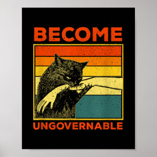 Word Onbestuurbaar - Zwarte Kat Bijt Hand Grappig Poster