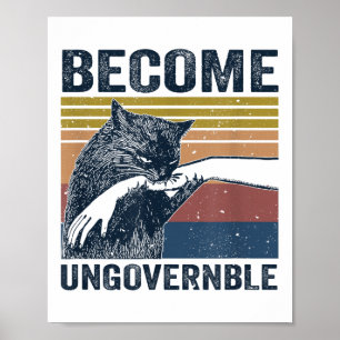 Word Onbestuurbaar - Zwarte Kat Bijt Hand Grappig Poster