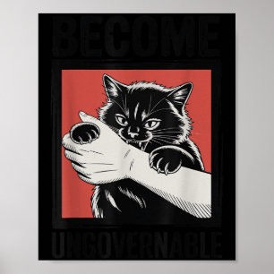 Word Onbestuurbaar - Zwarte Kat Bijt Hand Grappig Poster