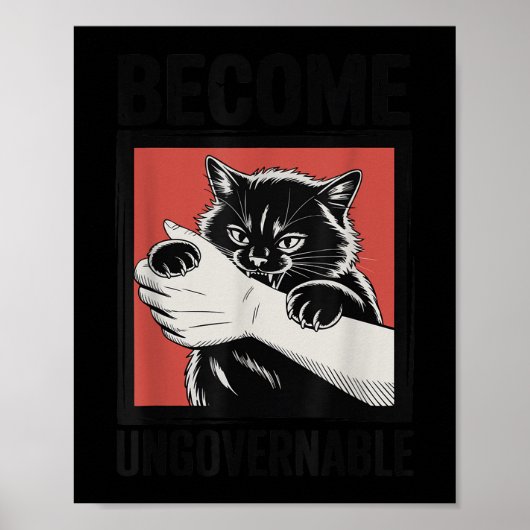 Word Onbestuurbaar - Zwarte Kat Bijt Hand Grappig Poster (Voorkant)