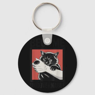 Word Onbestuurbaar - Zwarte Kat Bijt Hand Grappig Sleutelhanger