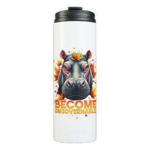 Word onbestuurbare retro Baby Hippo Moo Deng Autu Thermosbeker