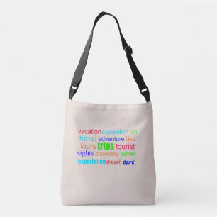 Word-ontwerp reisbestemming crossbody tas