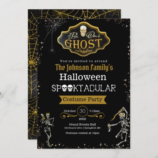 Word onze Ghost Dansende Skelet Costume Party Kaart (Voorkant / Achterkant)