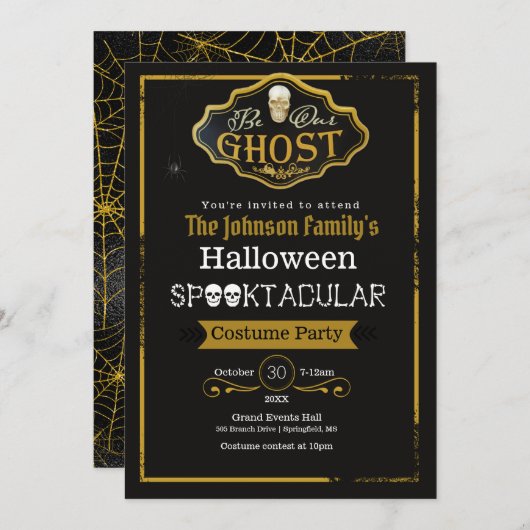 Word onze uitnodiging voor Ghost Black & Gold Cost (Voorkant / Achterkant)