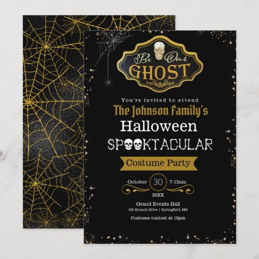 Word onze uitnodiging voor Ghost Black & Gold Cost (Voorkant / Achterkant)