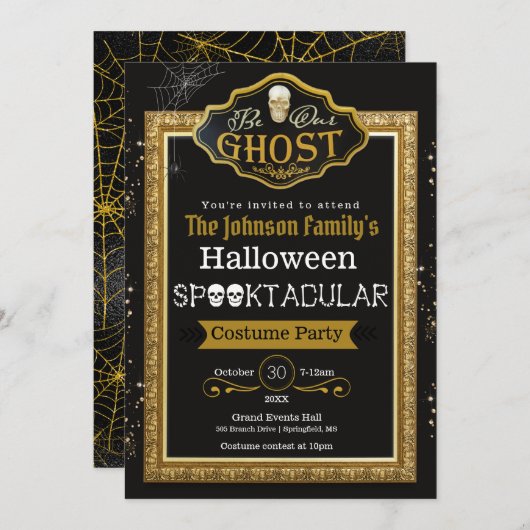 Word onze uitnodiging voor Ghost Black & Gold Cost (Voorkant / Achterkant)