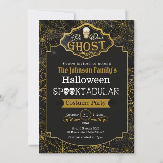 Word onze uitnodiging voor Ghost Black & Gold Cost (Voorkant)