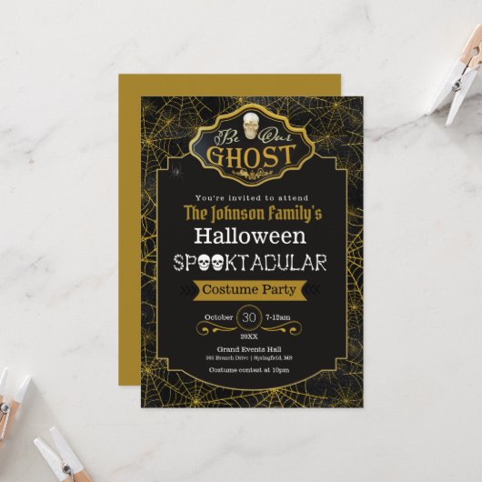 Word onze uitnodiging voor Ghost Black & Gold Cost (Voorkant / Achterkant in situ)