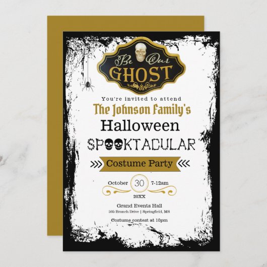 Word onze uitnodiging voor Ghost Black & Gold Cost (Voorkant / Achterkant)