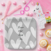 Word oud met mij Liefde Grijs Wit Harten Trouwen Papieren Bordje (Feest)