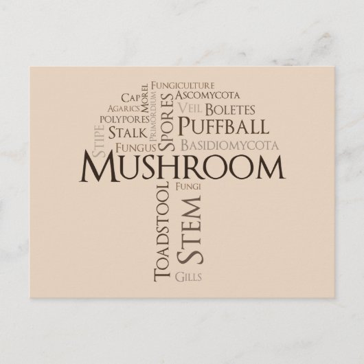 Word paddenstoel Briefkaart (bruine tekst) (Voorkant)
