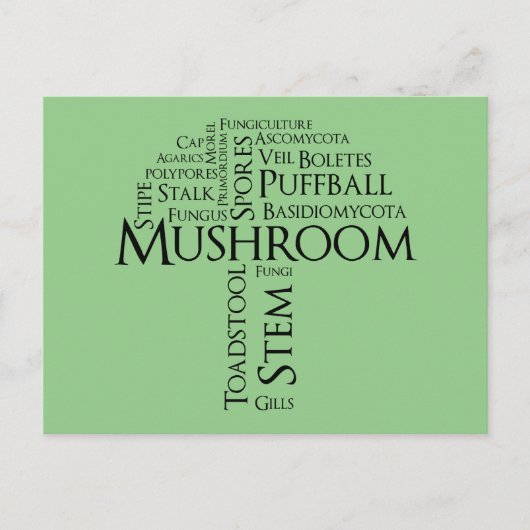 Word-paddenstoel Briefkaart (zwarte tekst) (Voorkant)