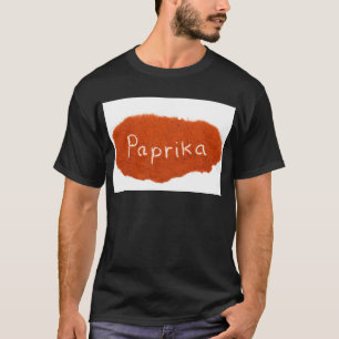 Word paprika, geschreven in paprika-poeder t-shirt