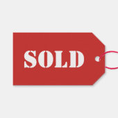 Word Print Red SOLD Typografie Cadeaulabel (Voorkant (Horizontaal))