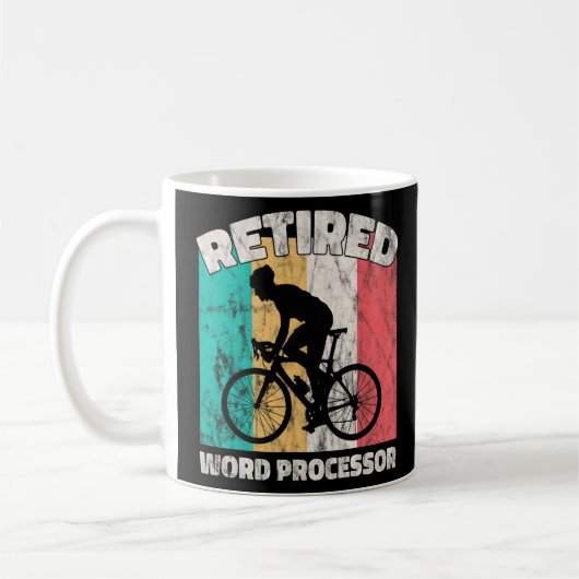 Word-processor met pensioen koffiemok (Links)