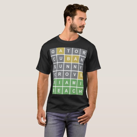 Word Puzzle "Miami Beach" T-shirt (Voorkant volledig)