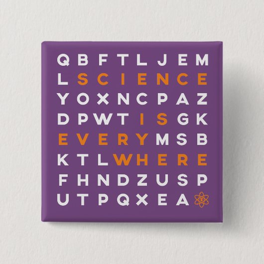 Word Puzzle Pin - Science is overal Vierkante Button 5,1 Cm (Voorkant)