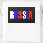Word RUSLAND in driekleurige vlag van het land Rechthoekige Sticker (Tas)