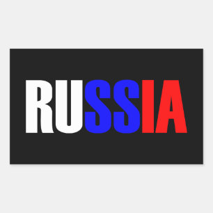 Word RUSLAND in driekleurige vlag van het land Rechthoekige Sticker