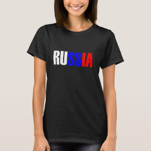 Word RUSLAND in driekleurige vlag van het land T-shirt
